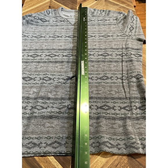 Eddie Bauer Shirt Thermal Aztec Waffle Knit Southwest Crewneck Mens XLT - Picture 6 of 7